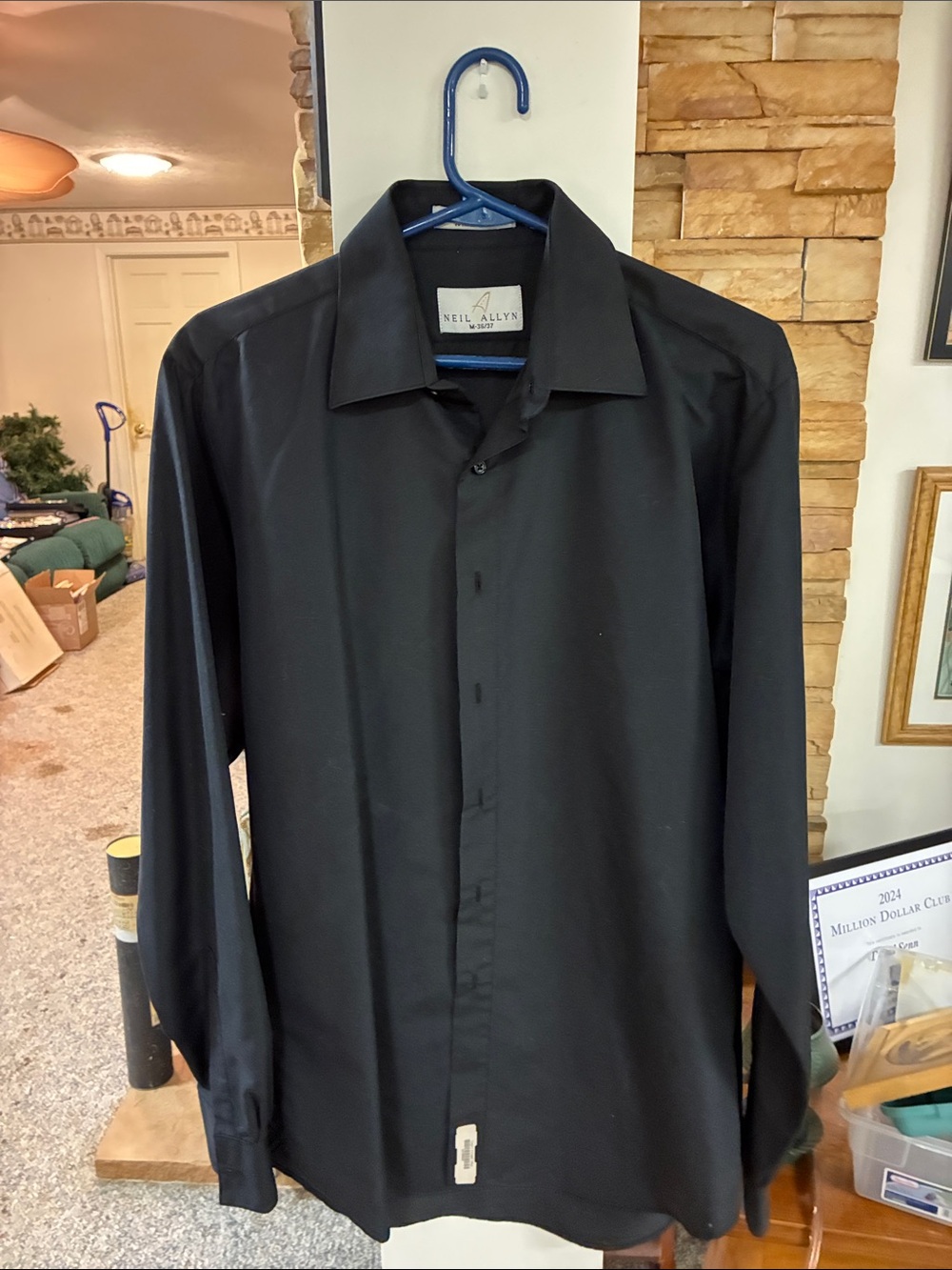 Neil Allyn Men's Black Long-Sleeve Dress Shirt 36/37 sleeves